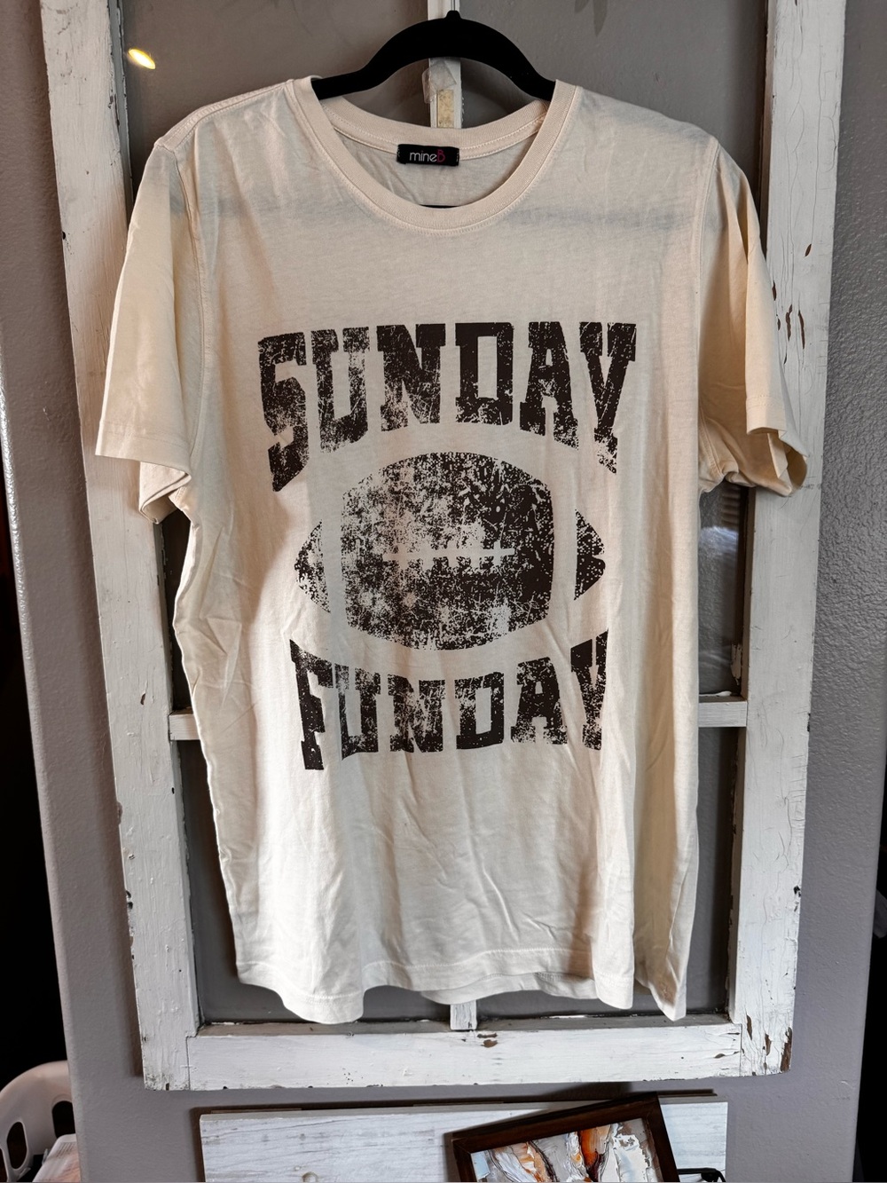Sunday Funday Graphic Tee - Cream with Brown Print